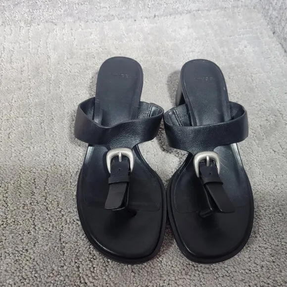 Vince Aubrey Womens Size US 6M Leather Slip On Stocked Block Heel Thong Sandals