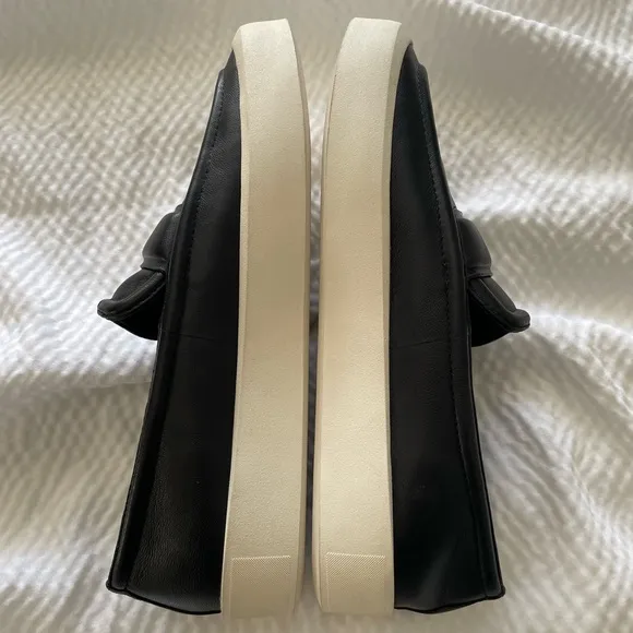 Vince Black Leather Minimalist Platform Loafer Style Sneakers