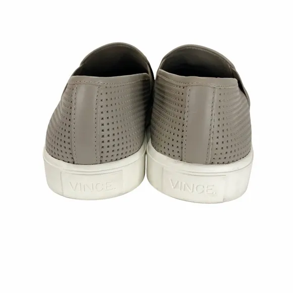Vince Blair Perforated Leather Slip-On Sneakers Taupe 7.5