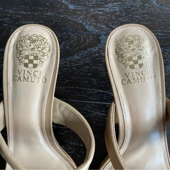 Vince Camuto Aslee Two Strap Sandals Mules Nude Neutral Beige‎ Classic Size 8M