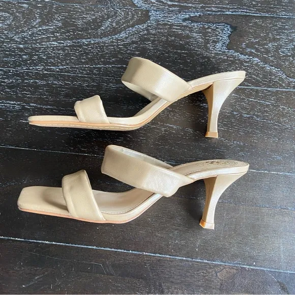 Vince Camuto Aslee Two Strap Sandals Mules Nude Neutral Beige‎ Classic Size 8M