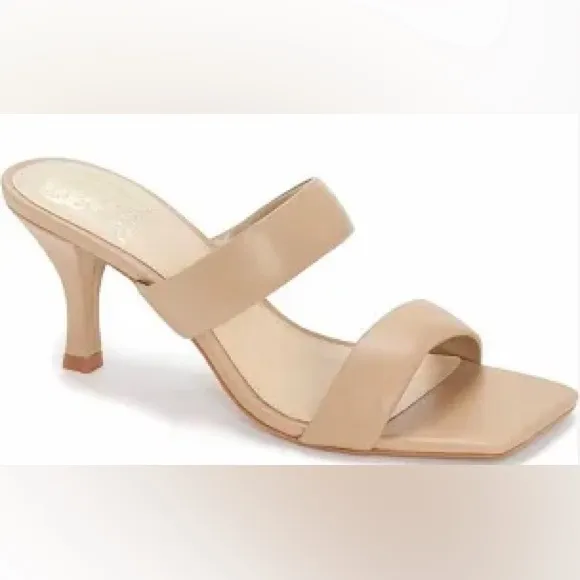 Vince Camuto Aslee Two Strap Sandals Mules Nude Neutral Beige‎ Classic Size 8M