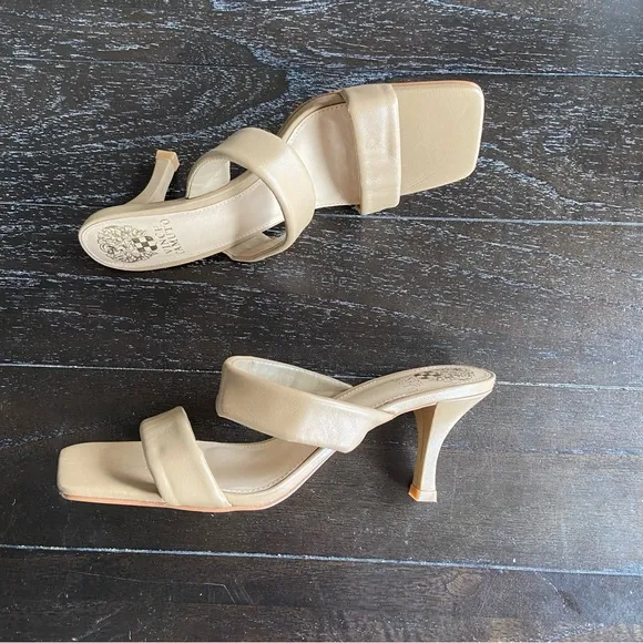 Vince Camuto Aslee Two Strap Sandals Mules Nude Neutral Beige‎ Classic Size 8M