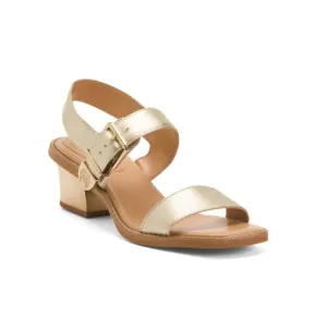 VINCE CAMUTO Light Gold Made In Brazil Leather Candice Heeled Sandals