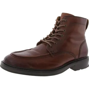 Vince Camuto Mens Jaxun Brown Zipper Leather Combat &amp; Lace-Up Boots Used