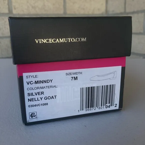 Vince Camuto Silver Metallic Leather Ballerina Flats Minndy Silver Nelly Goat