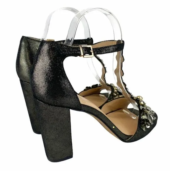 Vince Camuto Serafine Jeweled Suede T-Strap Heels