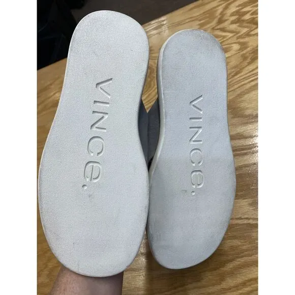 Vince Dean Flip Flop Sandals Men's 8.5 Gray Suede Slip-On Flat Heel Open Toe S40