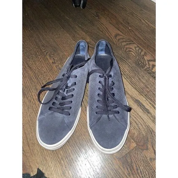 Vince Farrell-5 Perforated Suede Sneakers Men’s 9 Low Top Casual Suede Black