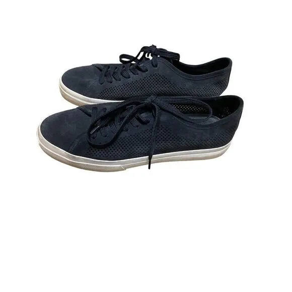 Vince Farrell-5 Perforated Suede Sneakers Men’s 9 Low Top Casual Suede Black