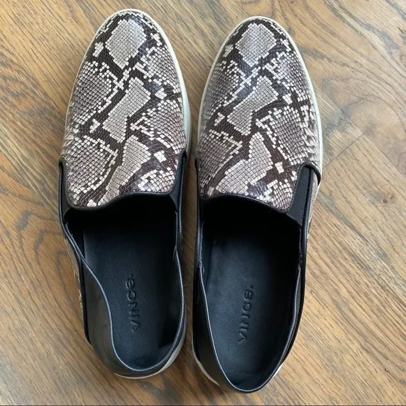 VINCE Garvey snake print slip on platform sneakers 7.5 NEW