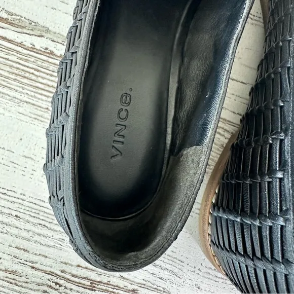 VINCE Jonah Woven Leather Loafers Women’s Black 9.5