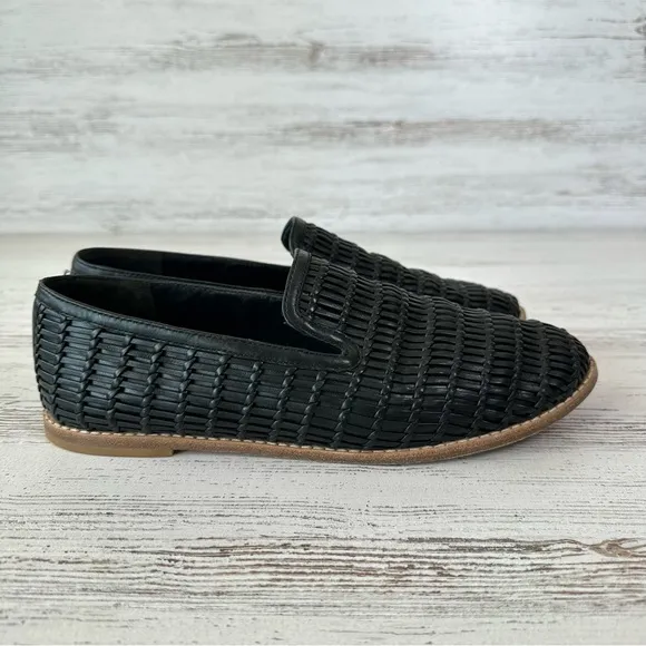 VINCE Jonah Woven Leather Loafers Women’s Black 9.5