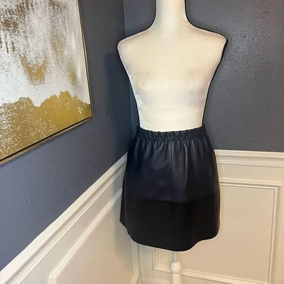 Vince Lambs Leather Colorblock Skirt