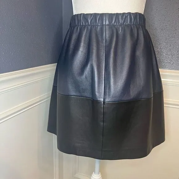 Vince Lambs Leather Colorblock Skirt