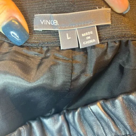 Vince Lambs Leather Colorblock Skirt