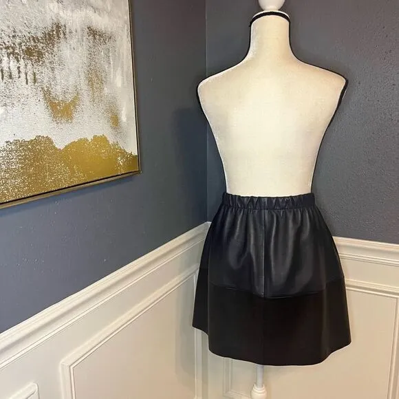 Vince Lambs Leather Colorblock Skirt