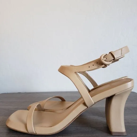Vince Luella Leather Ankle Strap Sandals Square Toe Neutral Minimalist Women's 9