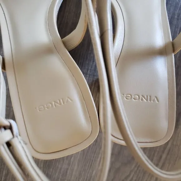 Vince Luella Leather Ankle Strap Sandals Square Toe Neutral Minimalist Women's 9