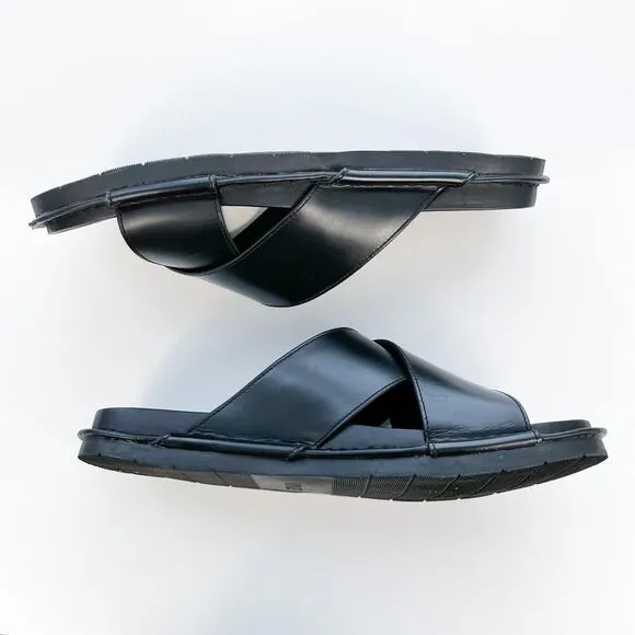 Vince Mens Black Crossover Strap Slip On Slide Sandals 8.5