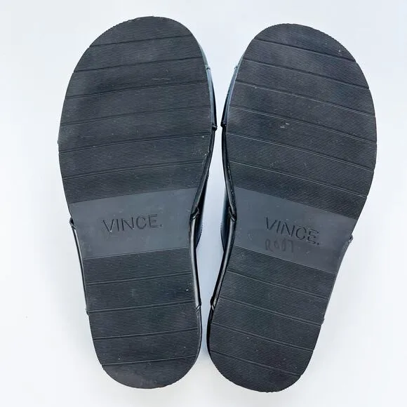 Vince Mens Black Crossover Strap Slip On Slide Sandals 8.5
