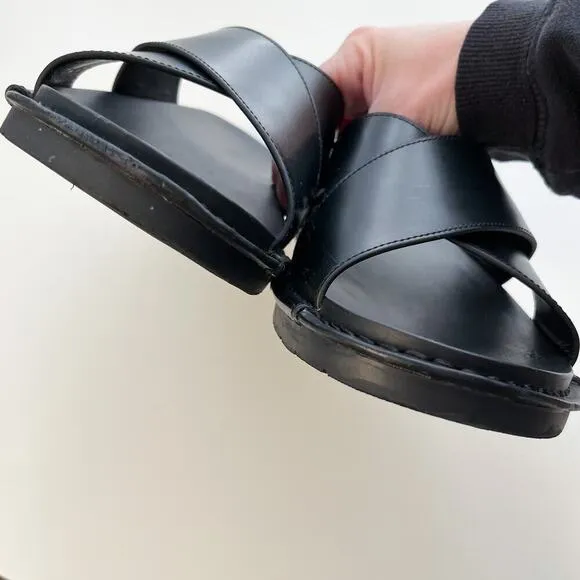 Vince Mens Black Crossover Strap Slip On Slide Sandals 8.5