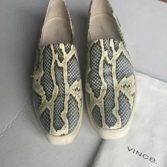 Vince Saxon Snakeskin Embossed Leather Platform