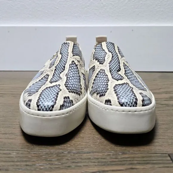 Vince Saxon Snakeskin Embossed Leather Platform Sneakers in Gray Blue
