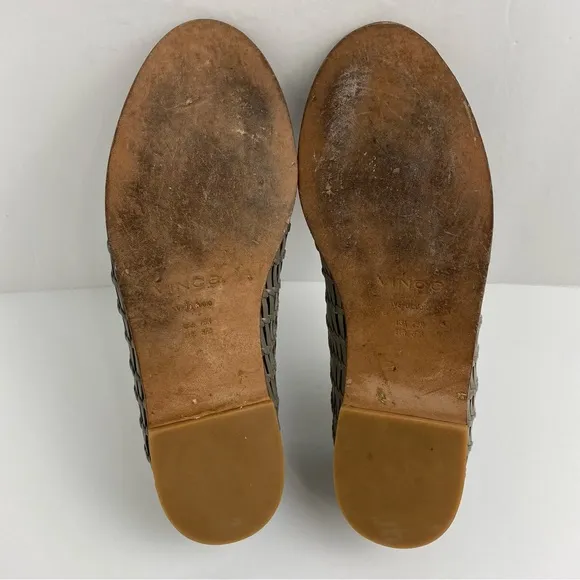 Vince size 7.5 Women’s Jonah Gray Woven Leather Slip On Loafers