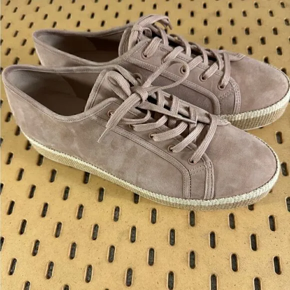 Vince sneakers womens SZ 10 wendell suede platform low top lace up in oatmeal