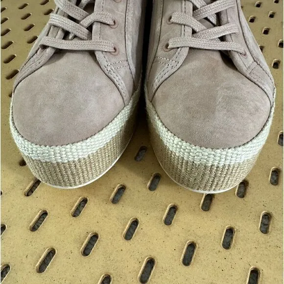 Vince sneakers womens SZ 10 wendell suede platform low top lace up in oatmeal