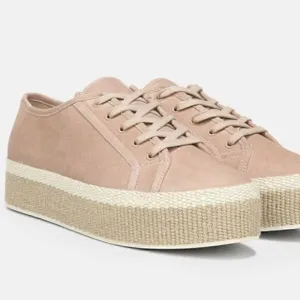 Vince sneakers womens SZ 10 wendell suede platform low top lace up in oatmeal