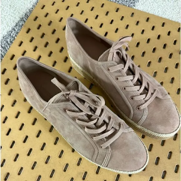 Vince sneakers womens SZ 10 wendell suede platform low top lace up in oatmeal