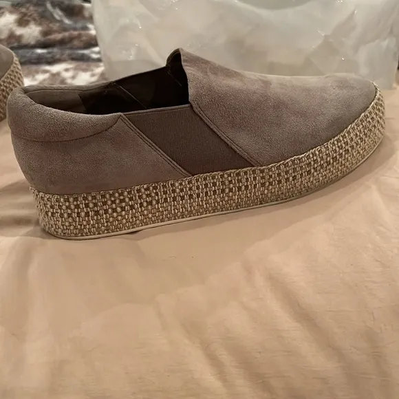 VINCE Suede and Woven Platform Sneakers