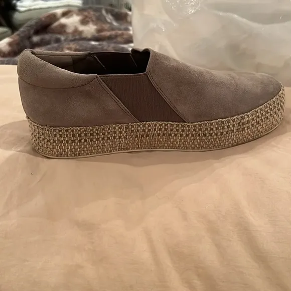 VINCE Suede and Woven Platform Sneakers