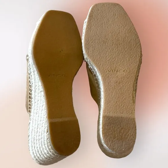 Vince Tan Gaelan Suede Jute Wedge Sandals Size 8M