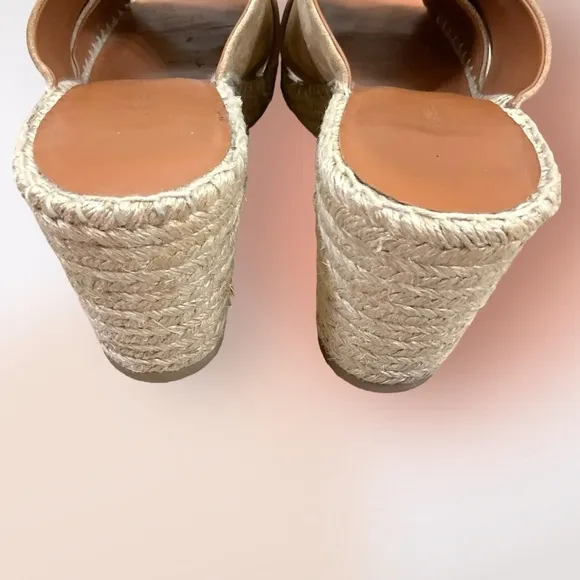Vince Tan Gaelan Suede Jute Wedge Sandals Size 8M