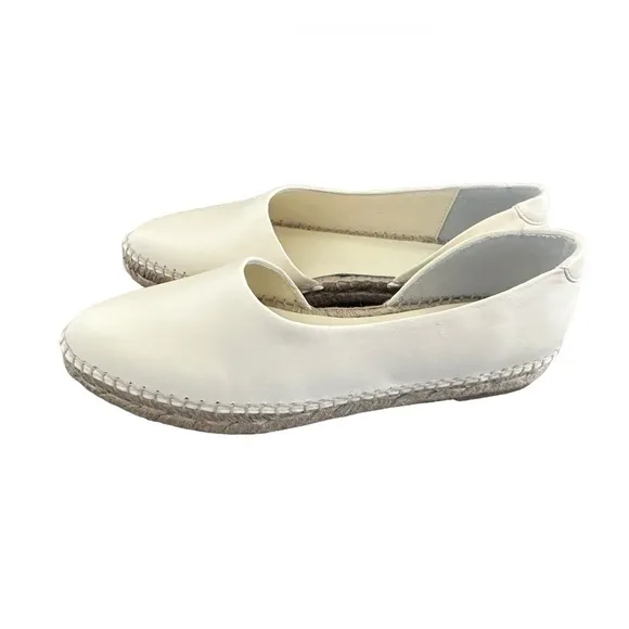 Vince Tita Leather D’Orsay Espadrille Flats in Marble Cream new without box 6.5