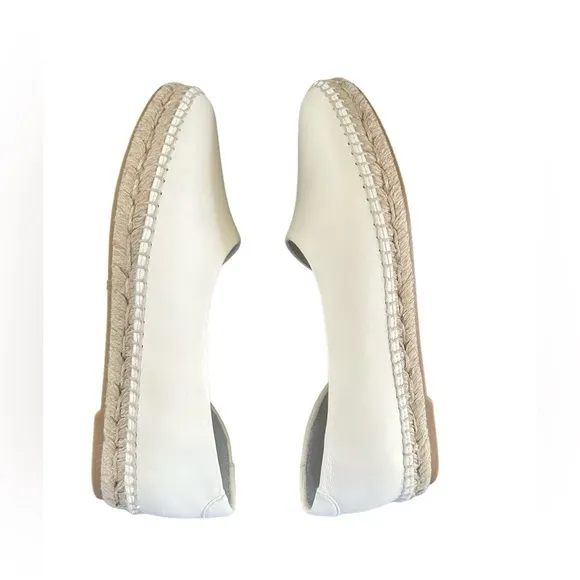 Vince Tita Leather D’Orsay Espadrille Flats in Marble Cream new without box 6.5