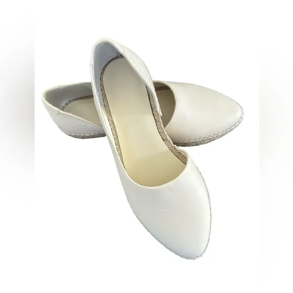 Vince Tita Leather D’Orsay Espadrille Flats in Marble Cream new without box 6.5