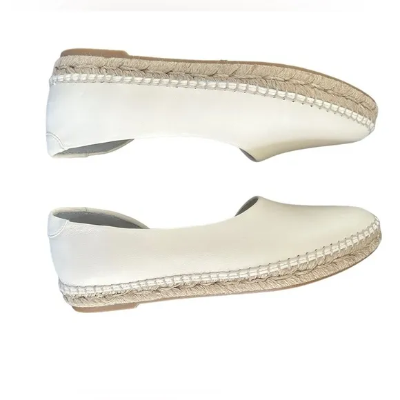 Vince Tita Leather D’Orsay Espadrille Flats in Marble Cream new without box 6.5