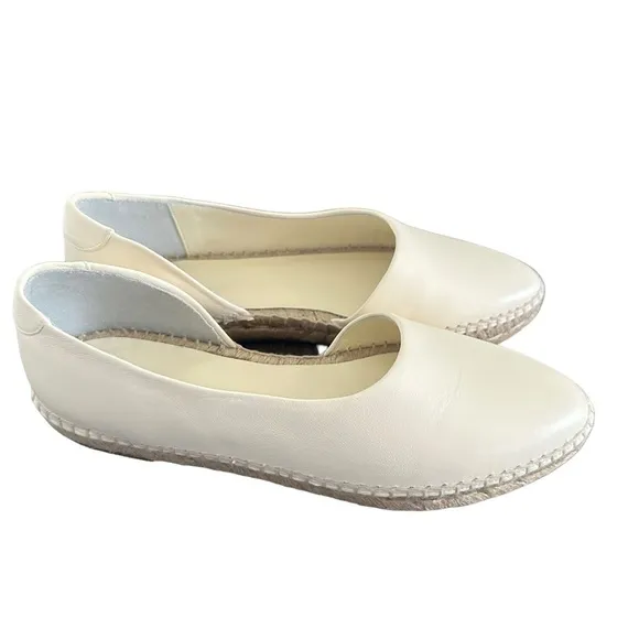 Vince Tita Leather D’Orsay Espadrille Flats in Marble Cream new without box 6.5