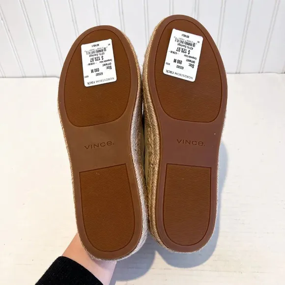 Vince Ulla Cream Slip On Backless Woven Sole Designer Leather Loafers Mules 39