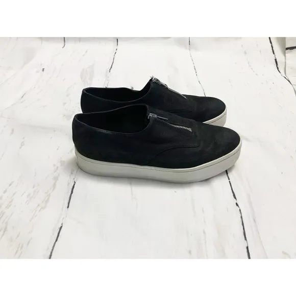 Vince Warner Black Zip Up Platform Sneakers Size 8.5