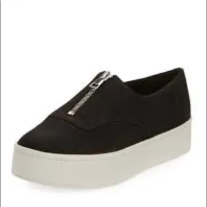 Vince Warner Black Zip Up Platform Sneakers Size 8.5