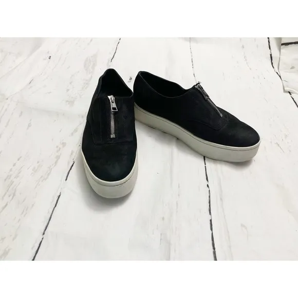 Vince Warner Black Zip Up Platform Sneakers Size 8.5