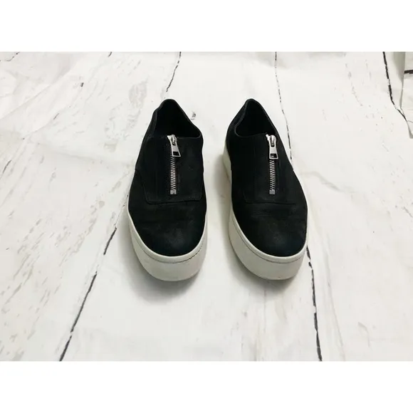 Vince Warner Black Zip Up Platform Sneakers Size 8.5