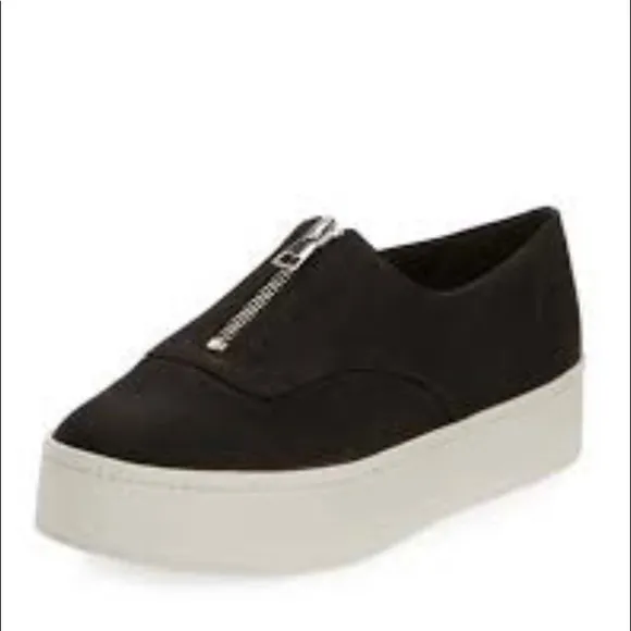 Vince Warner Black Zip Up Platform Sneakers Size 8.5