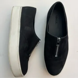 Vince Warner Zip Suede Platform Sneakers, Size 11