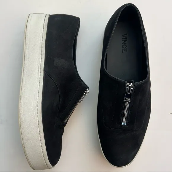 Vince Warner Zip Suede Platform Sneakers, Size 11